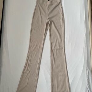 H&M Cream Ribbed Flare Pants